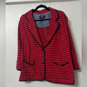 Talbots Red and Black Striped Blazer